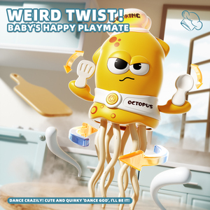 Giocattolo antistress simpatico e unico con design da chef, polpo/dodonna elettrico automatico che si muove, evita gli ostacoli e balla - Product Image 2