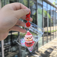 Porte-clés en peluche Père Noël floqué, mini jouet de dessin animé, pendentif sac en PVC transparent DIY Kawaii avec clochette et paillettes