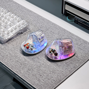 Droplet Ratón vertical inalámbrico Bluetooth 2,4G Diseño transparente ergonómico con retroiluminación LED RGB, recargable, DPI ajustable - Product Image 6