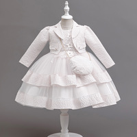 Robe de soirée pour filles de 3 à 10 ans, robe de princesse élégante pour filles, robe à manches longues brodée de fleurs, robe sans manches