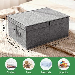Organizador de Armario de Lino Grande Decorativo, Cajas de Almacenamiento Plegables con Asas, Caja de Almacenamiento de Tela - Product Image 2