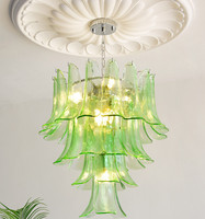 Lustre en verre de Murano français moderne et coloré à 5 niveaux pour salon