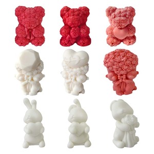 3D TEDDY Rose Bear nến đám cưới <span class=keywords><strong>l</strong></span>àm Silicone khuôn bánh công cụ cho crafting đẹp nến - Product Image 6