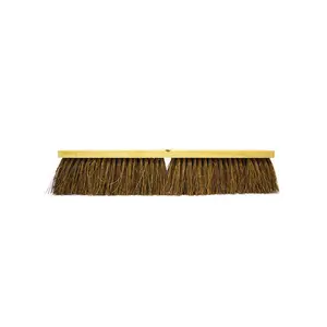 Broom And Mop Durable Heavy Duty Long Bristles Palm Fiber Wood Floor Push Broom For Outdoor