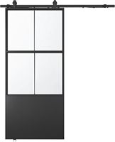 Porte coulissante intérieure imprimée en alliage d'aluminium miroir insonorisé brossé porte coulissante de grange avec système de poulie cadre en verre et métal