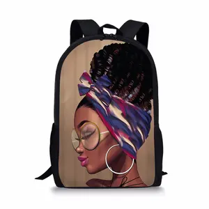 Factory Wholesale Price Hot Sellers Black Art American African Girls Print Schoolbag Customize Your Image Children's Book Bag