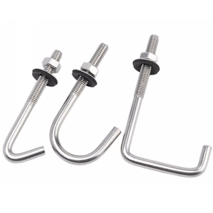 M12 M14 Super Duplex Acero inoxidable SAF 2205 2507 A286 904L 1,4410 L & J tipo gancho base perno de anclaje con tuerca hexagonal DIN529 - Product Image 1