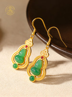 Boucles d'oreilles gourde plaquées or en argent sterling 925 personnalisées OEM/ODM, bijoux ethniques de luxe originaux en gros pour femmes
