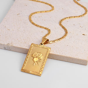 สร้อยคอนำเทรนด์18K ชุบทอง Tarnish ฟรีจี้ใหญ่กุหลาบนูนสร้อยคอชั้นสำหรับผู้หญิง<span class=keywords><strong>2022</strong></span> - Product Image 3