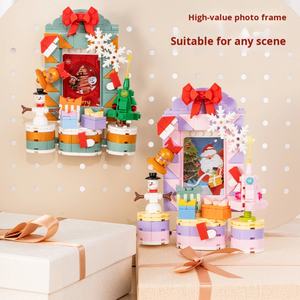 Ensembles de blocs de construction 3D éducatifs pour enfants, modèles créatifs de bonhomme de neige de Noël, ornements, cadeaux en plastique en gros, petits - Product Image 4