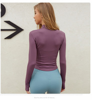 Veste de course à séchage rapide pour femme, coupe ajustée, col montant, couleur unie, respirante, antibactérienne, grande taille