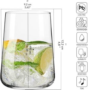 Juego de Vasos Infinity de 6-166 oz (490 ml) para Agua/Jugo, Vasos Modernos Cónicos, Cristalino, Sin Plomo - Product Image 2