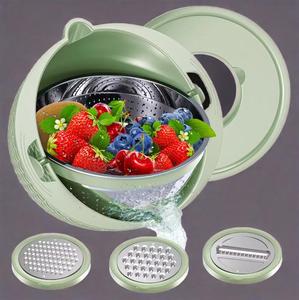 Wholesale 4-1 <b>Colander</b> With Bowl Set <b>Colander</b> With Measuring Spoons Fruit Strainer Bowl Rotatable Kitchen <b>Colander</b> Strainer Bowl - Product Image 4