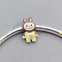 Nouveau Style Labubu bijoux Bracelet breloque S925 en argent Sterling goutte d'huile dessin animé Labubu pendentif à breloque fabrication de bijoux cadeaux