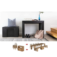 Table à manger transformable avec cadre en bois au design moderne, couleur au choix, extensible, pour salle à manger