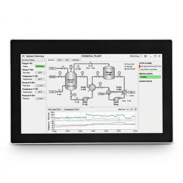 15.6 Inch Core I5 Fanless Industrial Panel PC with IP65 Front and 10 Points PCAP Touchscreen