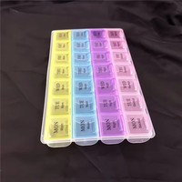 1 boîte de rangement hebdomadaire pour pilules, 4 rangées, 28 compartiments, pour 7 jours, organiseur de médicaments