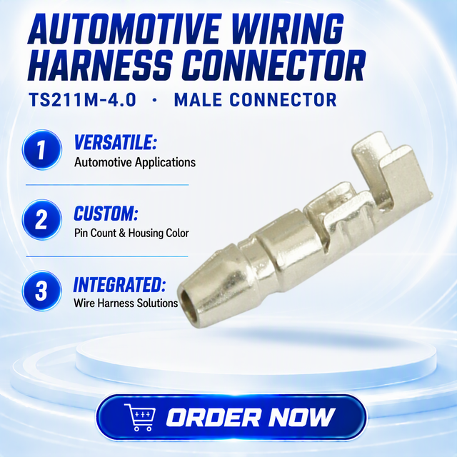 TS211M-4.0 Copper Bullet Male Crimp Terminal for Automotive Wire Harness Connector Male Pin Tin Plating Needle