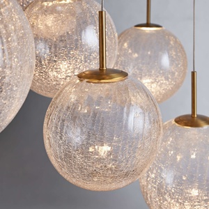 Nordic moderno elegante lampadario in vetro Crackle soffiato a mano lampadario a LED integrato per la decorazione della casa soggiorno sala da pranzo - Product Image 5