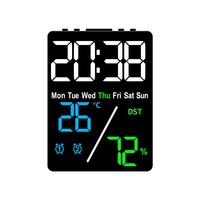 Reloj de Pared Digital LED Grande Huayang 5508 con Pantalla Multiinformación, Luz Nocturna y Doble Alarma para Hogar, Oficina y Decoración Moderna