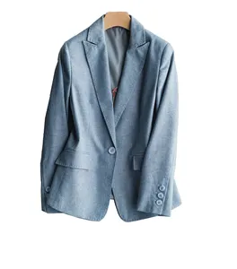 Femminile del rivestimento del vestito di luce <span class=keywords><strong>blu</strong></span> di lino giacca sportiva delle donne - Product Image 1