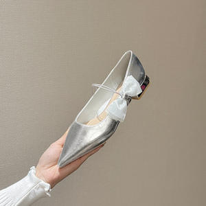 Zapatos de Novia de Alta Gama con Hebilla, Estilo Bailarina, para las Cuatro Estaciones, con Parte Superior de Cuero Genuino, Impermeables - Product Image 2