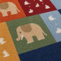 Tapis rond moderne et coloré à motif damier pour enfants, tapis circulaire mignon à motif d'éléphant, tapis de jeu antidérapant pour chambre d'enfant