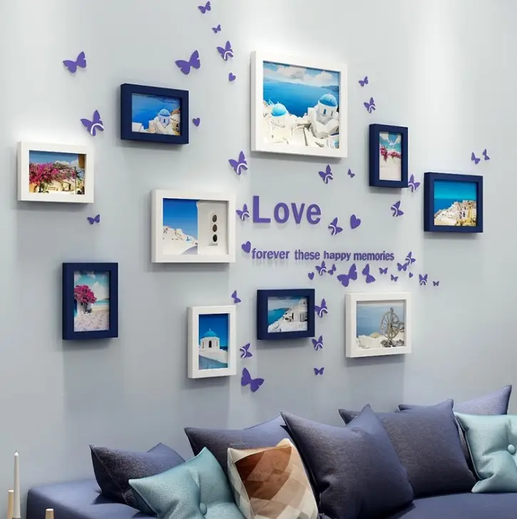 Creative Wall Photo Frame Set Punch-free European Modern Home 3D Butterfly Wall Art DIY Decorative Stickers For Room Office