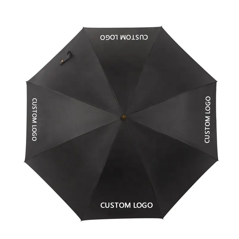Custom high quality large size golf umbrella with wooden handle print logo