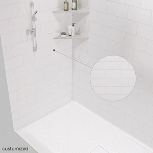 Kit de panneaux muraux de douche OEM/ODM SMC 32 po x 60 po, 4 pièces avec base pour conversion de baignoire en douche accessible. - Product Image 1