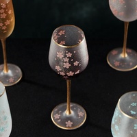 Usine directe tasse en verre nouveau Design flocon de neige fleur de cerisier tasse un ensemble bleu rose style japonais