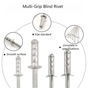 Rebite cego de flange grande de aço de alumínio multi-aperto durável de alta qualidade
