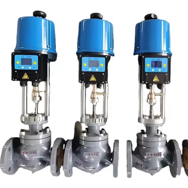 Nuzhuo DN16-300 WCB Electronic Electric T-cock Control Regulating Valve Stainless Steel with Positioner Actuator Media Industry