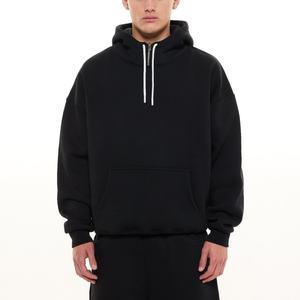 <span class=keywords><strong>Sweat</strong></span>-shirt décontracté technique <span class=keywords><strong>noir</strong></span> en polaire 460 g/m² avec logo personnalisé, capuche double couche, fermeture éclair YK, cordon de serrage, coupe ample, épaules tombantes, surdimensionné - Product Image 6