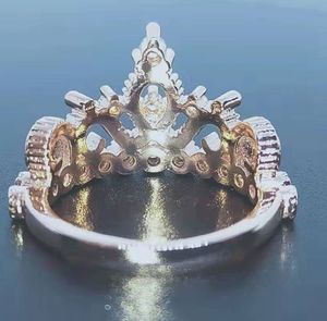 Serie Crown, anillos de piedras preciosas con ajuste de bisel chapado en oro rosa para mujer, hechos de latón con personalidad Princess Rng - Product Image 4