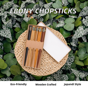 Palillos de Madera de Ébano Japonés con Logotipo de Restaurante Personalizado en Negro, Estilo Japandi para Bodas y Ocasiones Especiales, Disponibles en Stock - Product Image 2