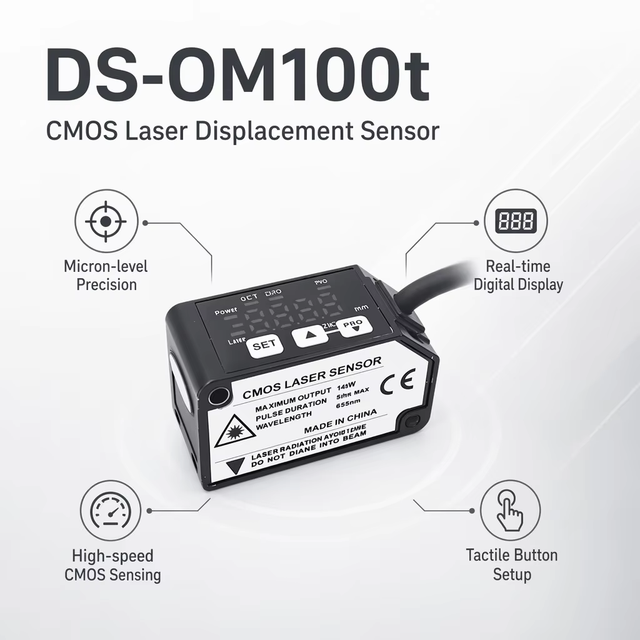 Wholesale DASS DS-OM100T Laser Displacement Sensor 0.01mm Precision Distance Measuring Small Light-Spot Switch Analog Output