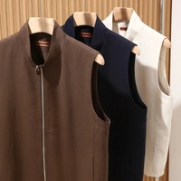 Gilet d'été en coton tricoté respirant pour homme 2026 : un incontournable – Veste sans manches zippée pour homme