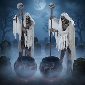 Adorno de Terror Mecánico Eléctrico de Halloween con Control por Voz, Inducción, <span class=keywords><strong>Esqueleto</strong></span> Mago, Dios de la Muerte Animado y Brillante, y Olla Mezcladora - Product Image 2