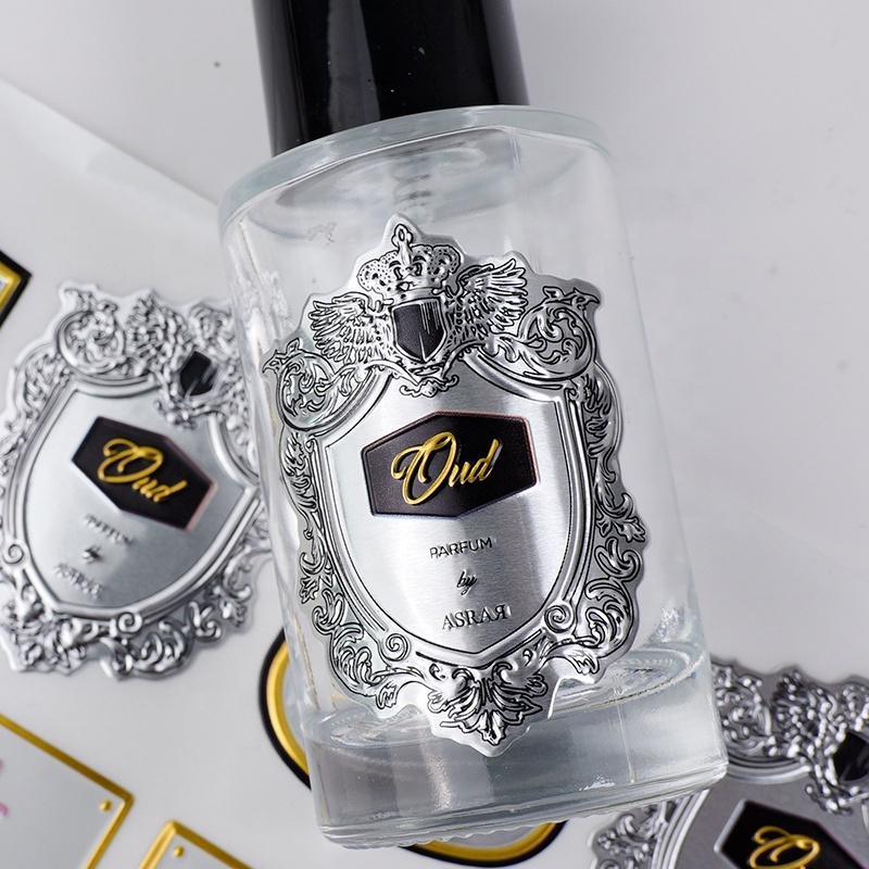 Customized Perfume Label Stickers with Gold Foil Design