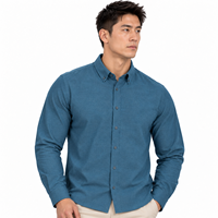 Kemeja Pria Bahan Katun Twill Kasual Lengan Panjang Kancing Depan 100% Katun Logo Custom Grosir Kemeja Kerja Bisnis
