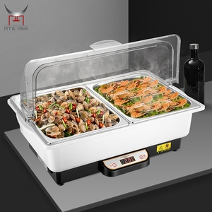 Estufa de buffet eléctrica de acero inoxidable 304, olla de buffet engrosada y profunda, vajilla con plato de frotamiento con temperatura ajustable - Product Image 5