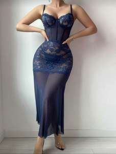 C250013 Lencería sexy de encaje Malla Vestido largo exótico Ropa de dormir Camisón Ropa Mujer Camisones Sexy Ropa de dormir Corsé Lencería - Product Image 2