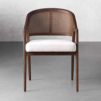 Fauteuil BST Nordic moderne en bois d'hévéa avec dossier, chaise de salle à manger et de négociation pour hôtel, gîte et club