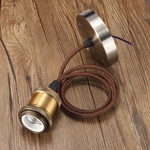 Support de lampe suspendue rétro vintage E27 E26, douille d'ampoule pour plafonnier avec câble en <span class=keywords><strong>tissu</strong></span> de 1 m, plaque de plafond 100*20 mm - Product Image 4