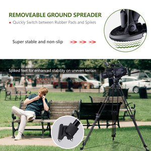 Trípode para Cámara de Video con Cabezal Fluido RAUBAY de 69 Pulgadas, Soporte Resistente para Cámara - Product Image 6