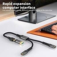 Adaptateur répartiteur de câble USB-C triple port femelle 3.0 avec gaine tressée en PVC pour clés USB, disques durs et convertisseur d'ordinateur portable