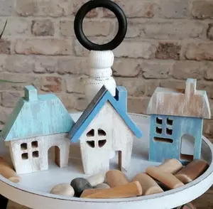 DIY Wooden Coastal Houses For Tiered Tray Decor Wooden Home Decor