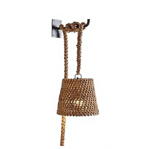 Rattan Bell Shade Wall Lamp E26 LED Warm White 3500K Mounted Indoor <b>Lighting</b> for Restaurant Industrial Style 120 Beam Angle - Product Image 1