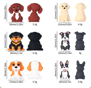 Cuentas sueltas de silicona 3D de dibujos animados de perrito Dachshund, bonitas cuentas de silicona de PVC con forma de animal perro para fabricación de bolígrafos, venta al por mayor a granel - Product Image 2